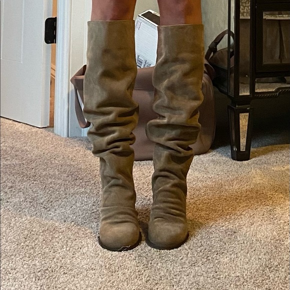 Free People Elle Tall Slouchy Boots in Mushroom Suede - Picture 5 of 5